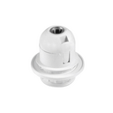 Porta-lâmpadas em termoplástico com corpo roscado para E-27, em branco, com batente e anilha da