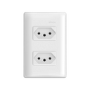 Conjunto de 2 tomadas 2P+T 1 placa de 2 postos 4x2 com suporte 20 A 250 V~ branco Simon 19