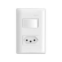 Conjunto de 1 interruptor simples 1 tomada 2P+T 1 de placa 2 postos 4x2 com suporte 10 A 250 V~ branco Simon 19