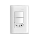 Conjunto de 1 interruptor simples 1 interruptor paralelo 1 tomada 2P+T 20 A 250 V~ branco Simon 19