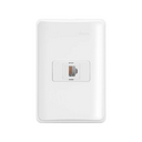 Conjunto de 1 tomada RJ45 CAT5E 1 placa de 1 posto 4x2 com suporte branco Simon 19
