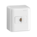 Conjunto de 1 conector RJ45 1 placa de 1 posto branco Simon 19 Sobrepor