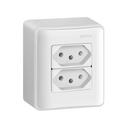 Conjunto de 2 tomadas 2P+T 1 placa de 2 postos 10 A 250 V~ branco Simon 19 Sobrepor