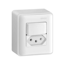 Conjunto de 1 interruptor simples 1 tomada 2P+T 1 placa de 2 postos 10 A 250 V~ branco Simon 19 Sobrepor