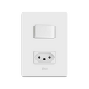 Conjunto de 1 interruptor simples 1 tomada 2P+T 1 placa de 2 postos 4x2 com suporte 10 A 250 V~ branco Simon 20