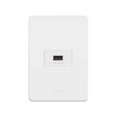 Conjunto de 1 tomada USB 2.1 A 1 placa de 1 posto 4x2 com suporte bivolt branco Simon 20