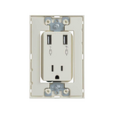Cargador USB con tierra y toma de corriente 2P+T con chasis 15A 127V marfil Simon 25 Plus