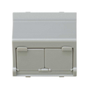 Voice and data angled plate with dust cover for 2 AVAYA® RJ45 connectors grey Simon 27 Play
