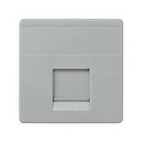 Flat voice and data plate with dust cover for 1 AMP® RJ45 connector grey Simon 27 Play