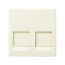 Flat voice and data plate with dust cover for 2 AMP® RJ45 connectors ivory Simon 27 Play