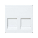 Flat voice and data plate with dust cover for 2 AMP® RJ45 connectors white Simon 27 Play