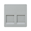 Flat voice and data plate with dust cover for 2 AMP® RJ45 connectors grey Simon 27 Play