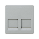 Flat voice and data plate with dust cover for 2 AVAYA® RJ45 connectors grey Simon 27 Play