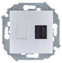 Розетка HDMI v1.4 Тип А цвета алюминий Simon 15