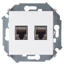Розетка для передачи данных 2xRJ45 Cat.6A FTP (AMP) белого цвета Simon 15