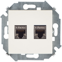 Розетка для передачи данных 2xRJ45 Cat.6A FTP (AMP) цвета слоновая кость Simon 15