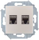 Розетка для передачи данных 2xRJ45 Cat.6A FTP (AMP) цвета шампань Simon 15