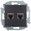 Розетка для передачи данных 2xRJ45 Cat.6A FTP (AMP) цвета графит Simon 15