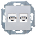 Розетка телефонная 2xRJ11 цвета алюминий Simon 15