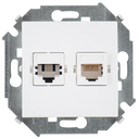 Розетка комбинированная RJ11 + RJ45 Cat.5e UTP (Systimax) белого цвета Simon 15
