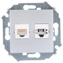 Розетка комбинированная RJ11 + RJ45 Cat.5e UTP (Systimax) цвета алюминий Simon 15
