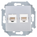 Розетка для передачи данных 2xRJ45 Cat.5e UTP (Systimax) цвета алюминий Simon 15