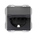 Kit 1 element complete 2P+T Socket IP44 screwless connection matt black Simon 270