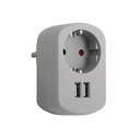 Combi adapter 1 socket 16A 250V and 2 USB ports 2.1A ash gray Simon