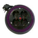 Extensão com enrolador de cabo Style para uso doméstico com 4 metros, H05VV-F, 3G 1,5 mm², 4 tomadas de 16 A, 250 V, em lilás, com religação de segurança Simon Brico