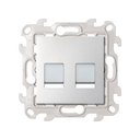 Розетка информационная 2xRJ45 Cat.6 UTP цвета алюминий Simon 24 Harmonie