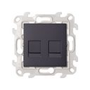 2 RJ45 sockets category 6 UTP with socket screw connection graphite Simon 24 Harmonie