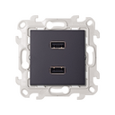 Double USB connectors with screw connection graphite Simon 24 Harmonie