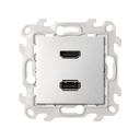 Розетка HDMI v1.4 + USB 2.0 информационная цвета алюминий Simon 24 Harmonie