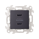 Double USB charger 2.4A 230V~ with screw connection graphite Simon 24 Harmonie