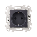 Socket base with earth connection and Schuko protection 2P+T 16A 250V~ with Push&Go mounting system graphite Simon 24 Harmonie