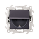 IP44 socket base with cover, earthing, and Schuko protection 2P+T 16A 250V~ with Push&Go mounting system graphite Simon 24 Harmonie