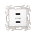 Chargeur double USB 2,4 A 230 V connexion à vis blanc Simon 24 Harmonie