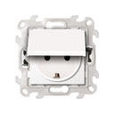 IP44 socket base with cover, earthing, and Schuko protection 2P+T 16A 250V~ with Push&Go mounting system white Simon 24 Harmonie