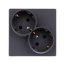 Розетка двойная с заземлением Schuko 2х2Р+Е 16A 250В~ цвета графит Simon 24 Harmonie