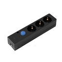 Multiple Base Multifix 3 Sockets Black with Foot Switch Simon