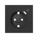 Cover schuko socket with C USB charger matt black Simon 100
