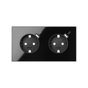 Kit front 2 schuko sockets with C USB charger gloss black Simon 100