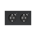 Kit front 2 schuko sockets with C USB charger matt black Simon 100