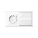 Kit front 2 schuko sockets with USB C + 2 rockers gloss white Simon 100