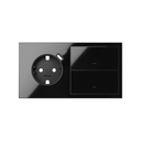 Kit front 2 schuko sockets with USB C + 2 rockers gloss black Simon 100