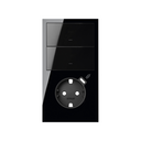 Kit front vertical 2 rockers + schuko socket with USB C gloss black Simon 100