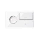 Kit front para 2 elementos base enchufe schuko + tecla + cargador USB C derecha blanco brillante Simon 100