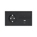 Kit front para 2 elementos base enchufe schuko + tecla + cargador USB C derecha negro mate Simon 100