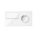Kit front para 2 elementos base enchufe schuko + tecla + cargador USB C izquierda blanco brillante Simon 100