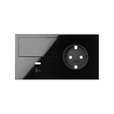 Kit front for 2 elements schuko socket + rocket + USB C charger left gloss black Simon 100